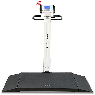 Detecto, Wheelchair Scale, Portable, Digital, Folding Column, 1,000 lb x .2 lb / 450 kg x .1 kg, AC Adapter