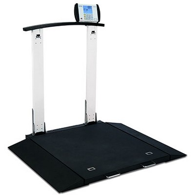 Detecto, Wheelchair Scale, Portable, Folding Column, 1000 lb x .2 lb / 450 kg x .1 kg, AC Adapter