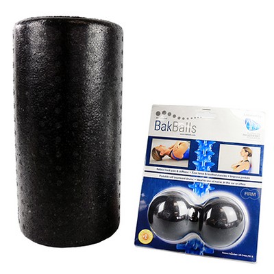 Mobility Kit - Firm - BakBalls (black, firm) and 12" black foam roller