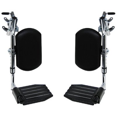 Invacare Legrests Complete STD w/ Black Padded Calf Pads and Black Plastic Footplates, Pair