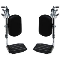 Show product details for Invacare Legrests Complete STD w/ Black Padded Calf Pads and Black Plastic Footplates, Pair