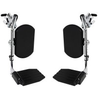 Show product details for Invacare Legrests Complete Hemi w/ Padded Calf Pads and Black Aluminum Footplates, Pair