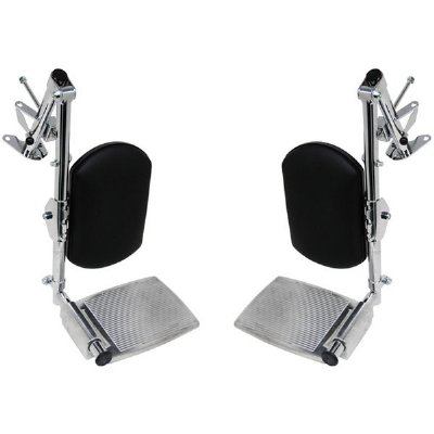 Everest and Jennings Legrests Complete STD w/ Padded Calf Pads and Silver Aluminum Footplates, Pair