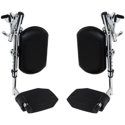 Invacare Legrests Complete STD w/ Padded Calf Pads and Black Aluminum Footplates, Pair