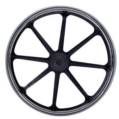 24" x 1" Economy Black Mag Wheel, with Solid Rubber Tire,1/2 Axle, Hub Width 2-1/4