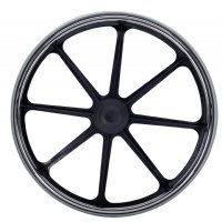 Show product details for 24" x 1" Economy Black Mag Wheel, with Solid Rubber Tire,1/2 Axle, Hub Width 2-1/4