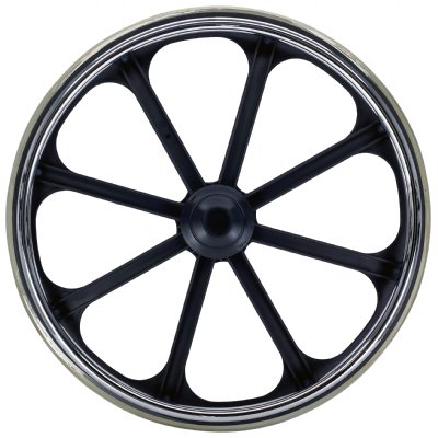 24" x 1" Heavy Duty Black Mag Wheel, with Solid Rubber Tire, 5/8" Axle, Hub Width 2-1/4"