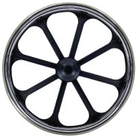 Show product details for 24" x 1" Heavy Duty Black Mag Wheel, with Solid Rubber Tire, 5/8" Axle, Hub Width 2-1/4"