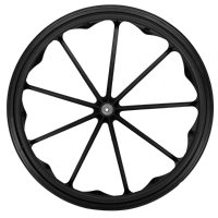 Show product details for 24" x 1" Economy Black Mag Wheel, with Black Urethane Tire, 7/16" Axle, Hub Width 2-1/4"