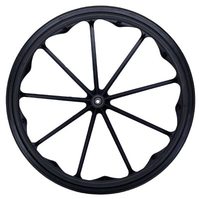24" x 1" Economy Black Mag Wheel, with Black Urethane Tire, 1/2 Axle, Hub Width 2-1/4