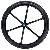 Show product details for 24" x 1" Light Weight Black Mag Wheel, with Black Urethane High Profile Tire, 7/16" Axle, Hub Width 2-1/8"