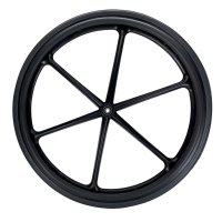 Show product details for 24" x 1" Light Weight Black Mag Wheel, with Black Urethane High Profile Tire, 1/2" Axle, Hub Width 2-1/8"