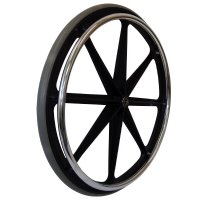 Heavy Duty Black 9 Spoke Mag 24" x 1", Black Urethane Tire, 5/8" Axle