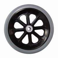 161-411 Black 8 Spoke Mag 8" x 1", Gray Rubber Tire, 7/16" Axle, 2 3/8" Hub Width