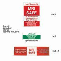 Show product details for MRI Safe - Do Not Remove From MRI Area Warning Stickers - 15 pack