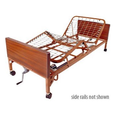Drive Medical Semi-Electric Bed, Single Crank with Full Length Brown Vein Side Rails FREE SHIPPING