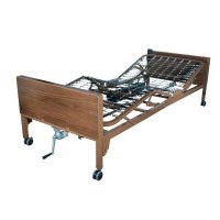 Show product details for Drive Medical Ultra Light Plus Semi-Electric Bed with Full Length Brown Vein Finish Side Rails