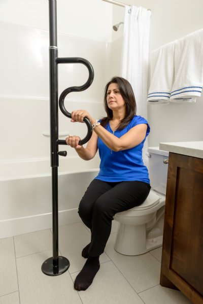 Standers Security Pole & Curved Grab Bar