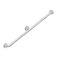 Show product details for 48" Stainless Steel Straight Grab Bar with Corner Mount & Flange Covers
