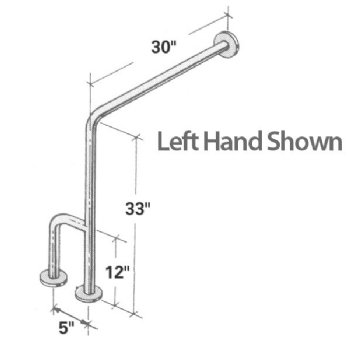 Wall To Floor Stainless Steel Grab Bar with Outrigger 