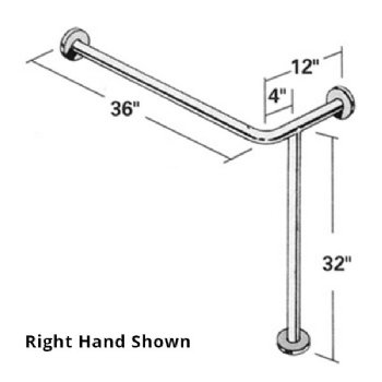 Bathtub Floor/Corner Stainless Steel Grab Bar - Right Hand