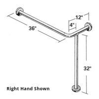 Show product details for Bathtub Floor/Corner Stainless Steel Grab Bar - Right Hand