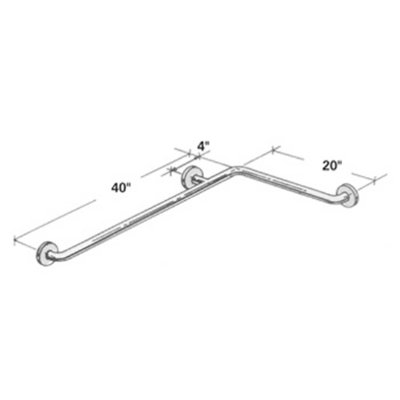 Horizontal Corner Stainless Steel Grab Bar - 20" x 40"