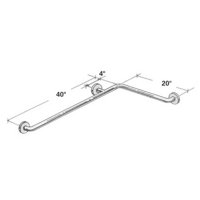 Show product details for Horizontal Corner Stainless Steel Grab Bar - 20" x 40"