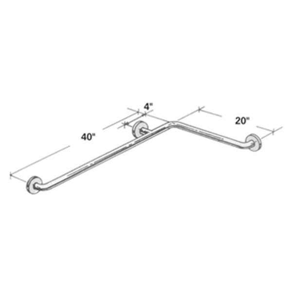 Horizontal Corner Stainless Steel Grab Bar 16 x 31
