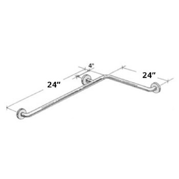 Horizontal Corner Stainless Steel Grab Bar - 24" x 24"