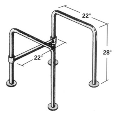Floor Mounted Straddle Stainless Steel Grab Bar - 22"