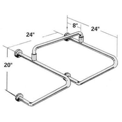 Straddle Stainless Steel Grab Bar for Tank Toilet - 24"