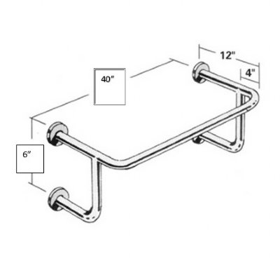 Bathtub Wall Suspended Stainless Steel Grab Tub Bar - 40"