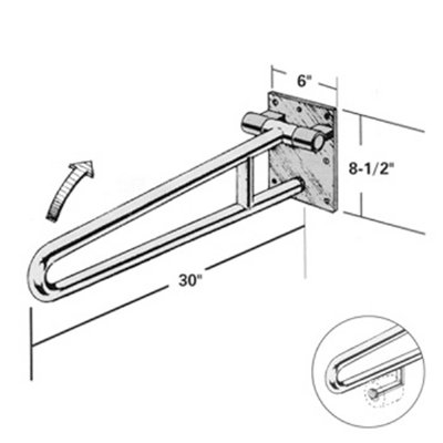 Swing Up Bar with Toilet Paper Holder