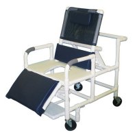 Show product details for MJM 26"W PVC Bariatric Reclining Shower Chair w/Full Support Seat, 5" x 1 1/4" Heavy Duty Casters