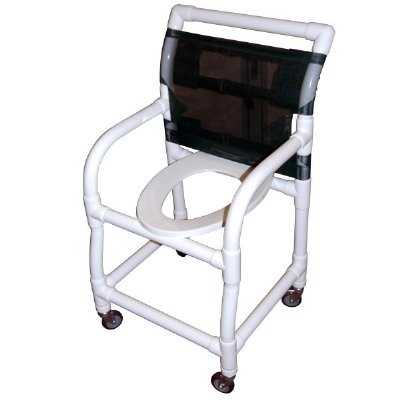 18" Wide Shower / Commode Chair with Elongated Commode Seat