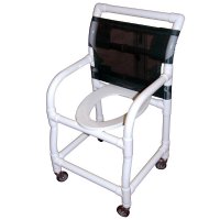 Show product details for 18" Wide Shower / Commode Chair with Elongated Commode Seat
