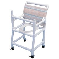Show product details for 18" Wide Gated Shower / Commode Chair with Elongated Commode Seat