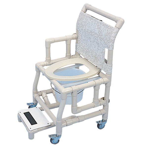 18 Wide Shower / Commode Chair with Elongated Commode Seat, Drop Arms