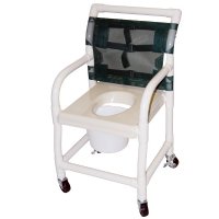 Show product details for 18" Wide Shower / Commode Chair with Vacuum Formed Seat
