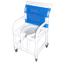 Show product details for 18" Wide Shower / Commode Chair with Elongated Open Front Commode Seat