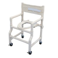Show product details for 18" Wide Folding Shower / Commode Chair with Elongated Commode Seat