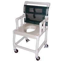 Show product details for 18" Wide Drop Arm Shower / Commode Chair with Vacuum Formed Seat