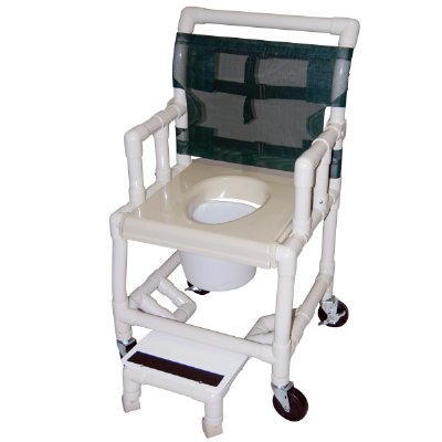 18" Wide Deluxe Drop Arm Shower / Commode Chair with Vacuum Formed Seat and Footrest