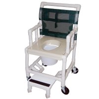 Show product details for 18" Wide Deluxe Drop Arm Shower / Commode Chair with Vacuum Formed Seat and Footrest