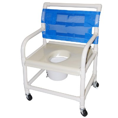24" Wide Shower / Commode Chair with Vacuum Formed Molded Seat