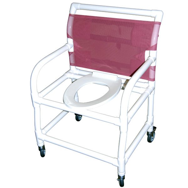 24 Wide Shower / Commode Chair with Elongated Commode Seat (NO Bar in Back)