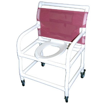 24" Wide Shower / Commode Chair with Elongated Commode Seat (NO Bar in Back)