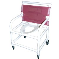 Show product details for 24" Wide Shower / Commode Chair with Elongated Commode Seat (NO Bar in Back)