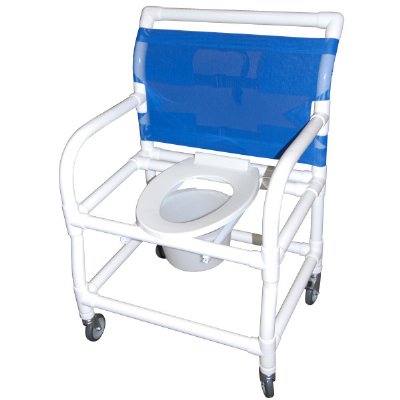 24" Wide Shower / Commode Chair with Elongated Commode Seat (Bar in Back)